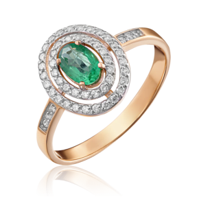 Кольцо из красного золота с изумрудом и бриллиантами 01-1309-00-106-1110-30