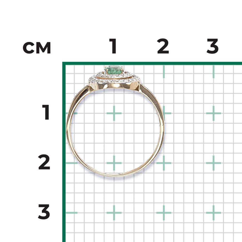 Кольцо из красного золота с изумрудом и бриллиантами 01-1309-00-106-1110-30