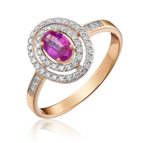Кольцо из красного золота с рубином и бриллиантами 01-1309-00-107-1110-30
