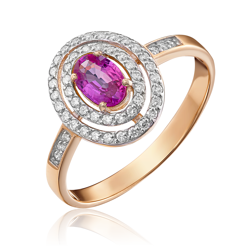 Кольцо из красного золота с рубином и бриллиантами 01-1309-00-107-1110-30