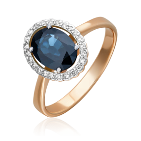 Кольцо из красного золота с сапфиром и бриллиантами 01-1311-00-105-1110-30