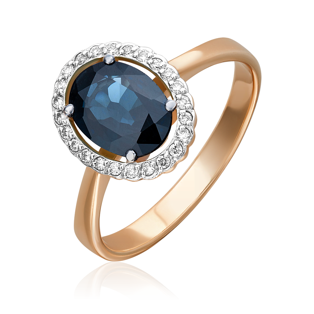 Кольцо из красного золота с сапфиром и бриллиантами 01-1311-00-105-1110-30