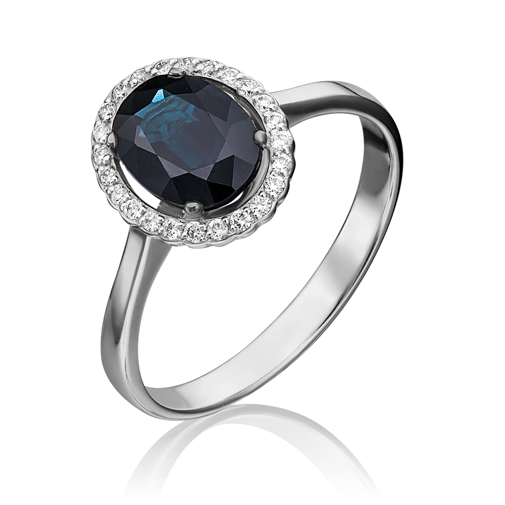 Кольцо из белого золота с сапфиром и бриллиантами 01-1312-00-105-1120-30