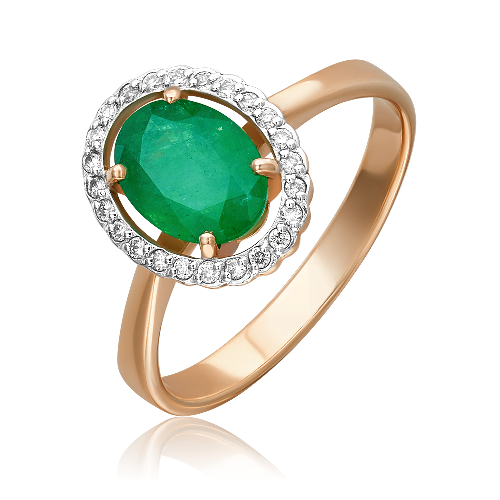Кольцо из красного золота с изумрудом и бриллиантами 01-1311-00-106-1110-30