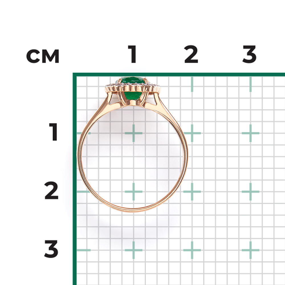 Кольцо из красного золота с изумрудом и бриллиантами 01-1311-00-106-1110-30