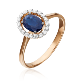 Кольцо из красного золота с сапфиром и бриллиантами 01-1313-00-105-1110-30