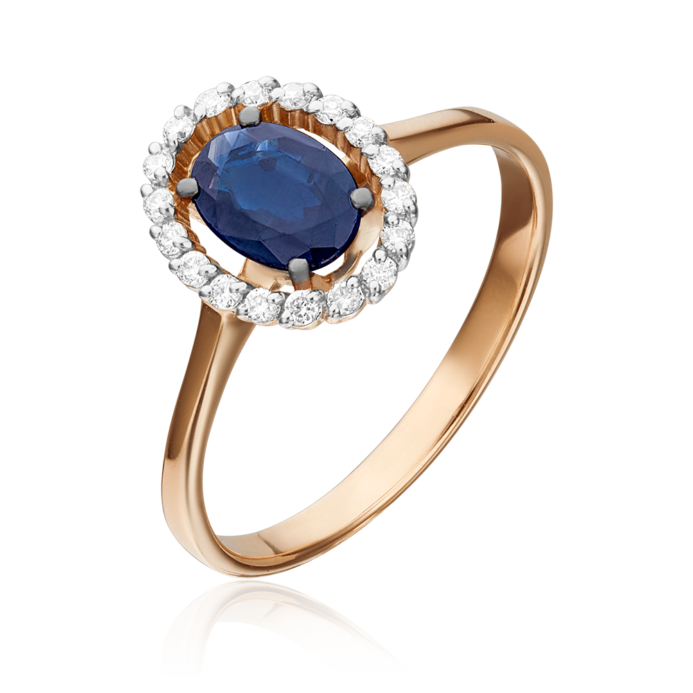 Кольцо из красного золота с сапфиром и бриллиантами 01-1313-00-105-1110-30