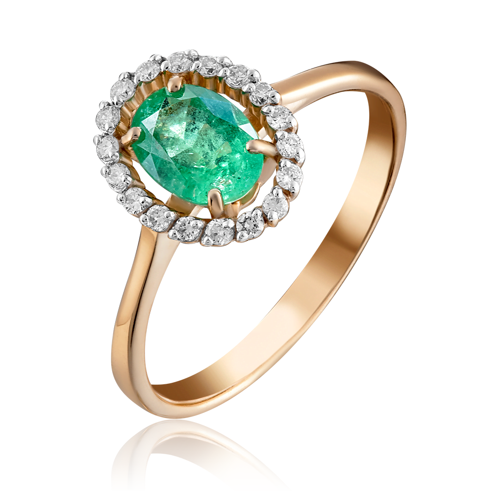 Кольцо из красного золота с изумрудом и бриллиантами 01-1313-00-106-1110-30