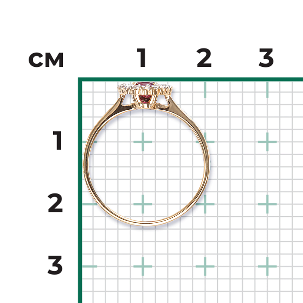 Кольцо из красного золота с рубином и бриллиантами 01-1313-00-107-1110-30