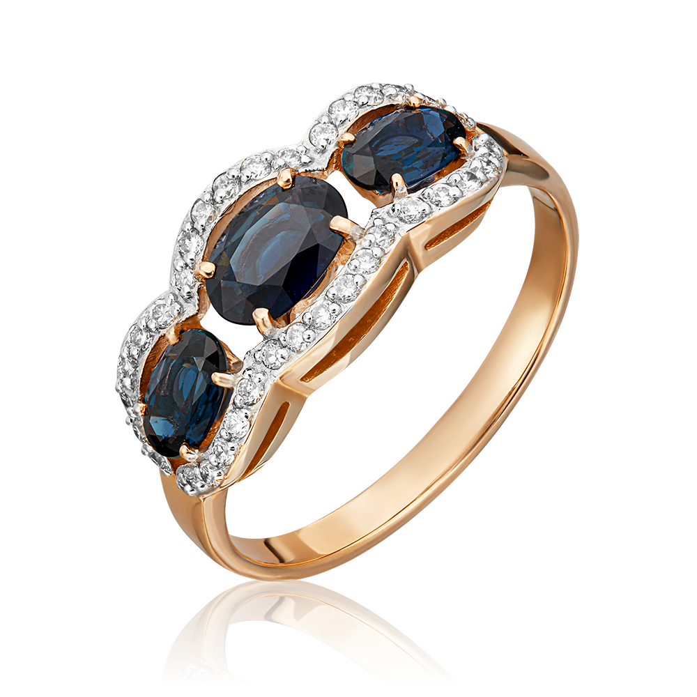 Кольцо из красного золота с сапфирами и бриллиантами 01-1315-00-105-1110-30