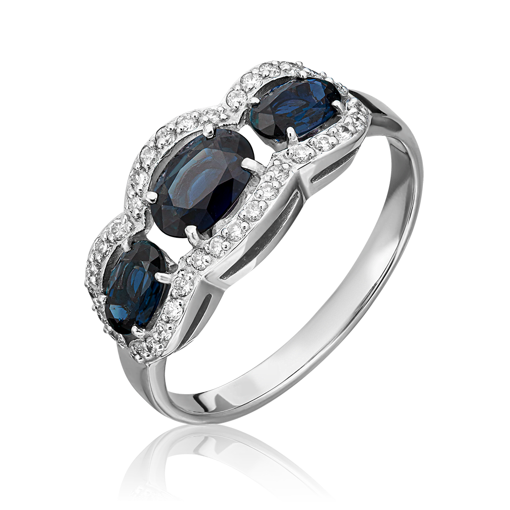 Кольцо из белого золота с сапфирами и бриллиантами 01-1316-00-105-1120-30