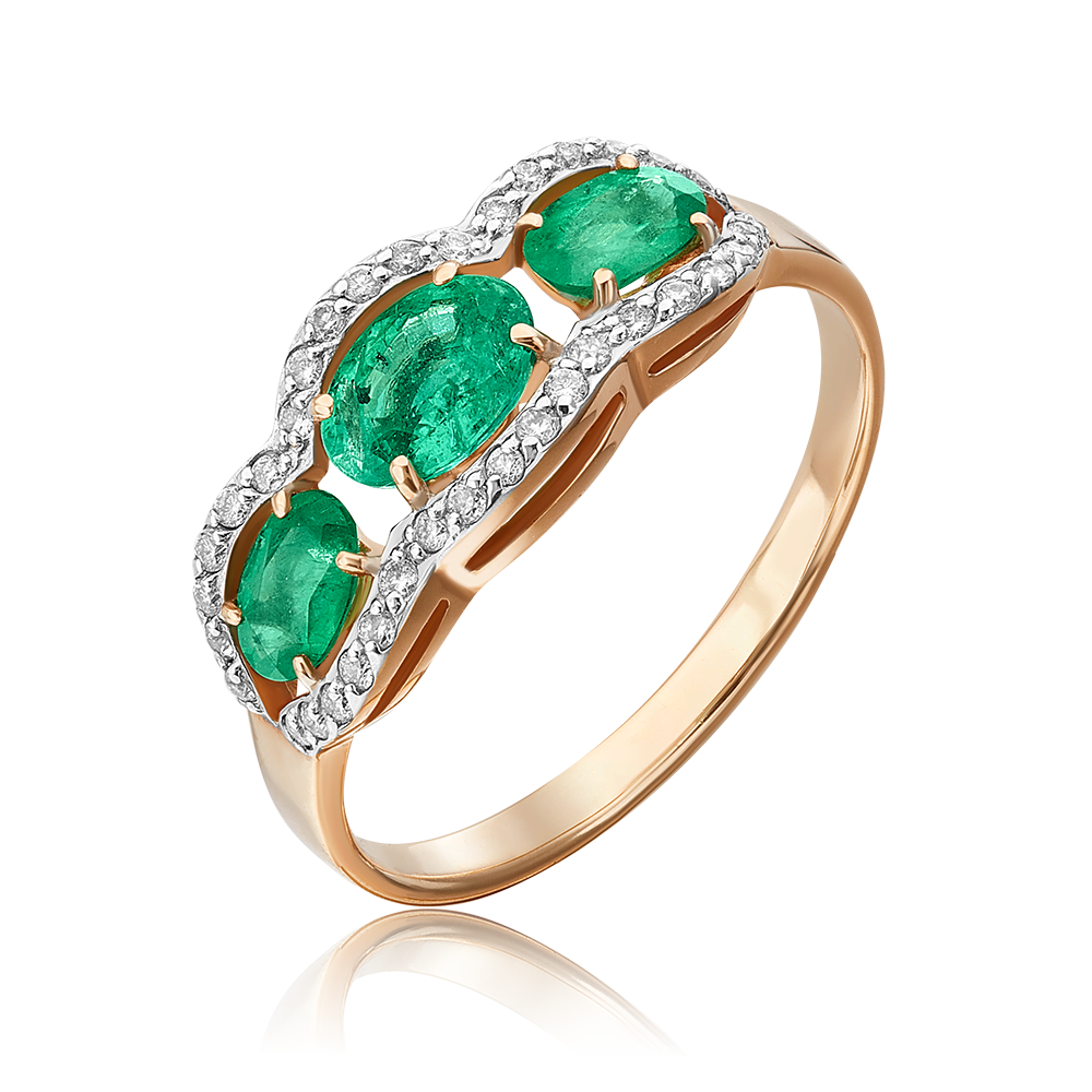 Кольцо из красного золота с изумрудами и бриллиантами 01-1315-00-106-1110-30