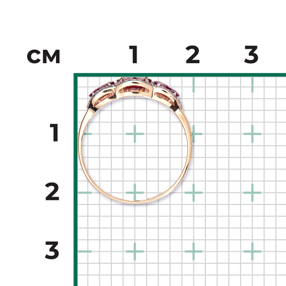 Кольцо из красного золота с рубинами и бриллиантами 01-1315-00-107-1110-30