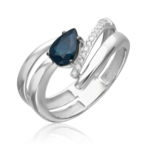 Кольцо из белого золота с сапфиром и бриллиантами 01-5745-00-105-1120