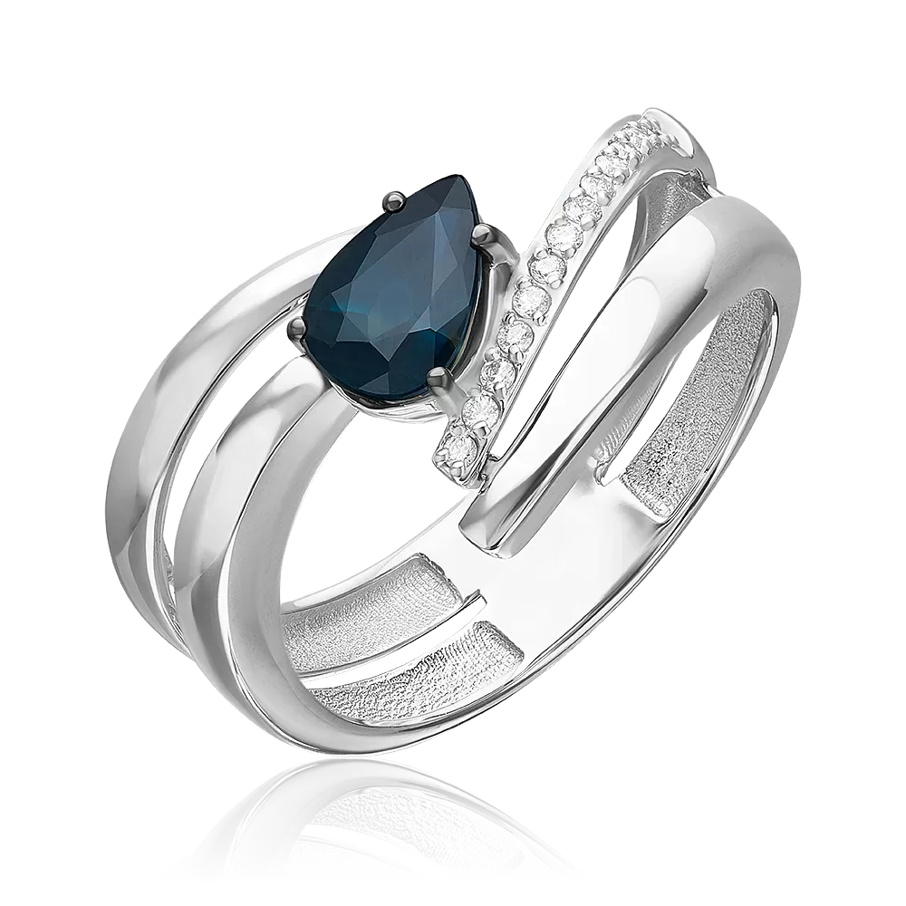 Кольцо из белого золота с сапфиром и бриллиантами 01-5745-00-105-1120