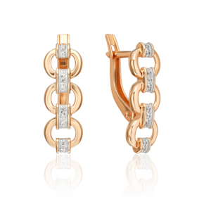 Серьги с английским замком из красного золота с фианитами 02-5544-00-401-1110
