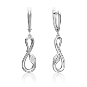 Серьги «Змеи. Безграничность возможностей» с английским замком из белого золота с бриллиантами 02-4813-00-101-1120