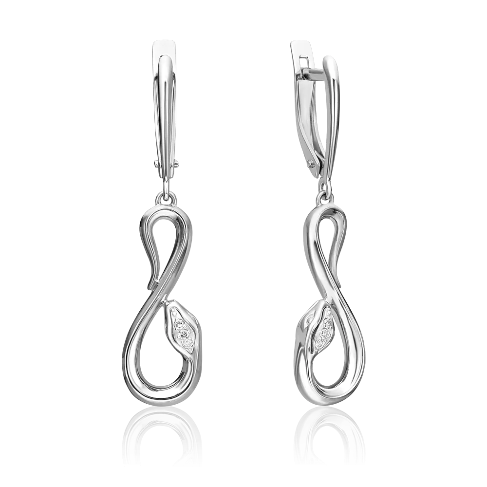 Серьги «Змеи. Безграничность возможностей» с английским замком из белого золота с бриллиантами 02-4813-00-101-1120