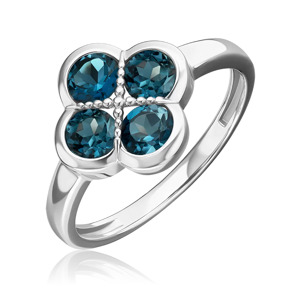 Кольцо «Клевер» из белого золота с топазами 01-5908-01-201-1120