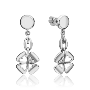 Серьги-пусеты «Клевер. Незабываемые моменты» из белого золота с бриллиантами 02-4820-00-101-1120
