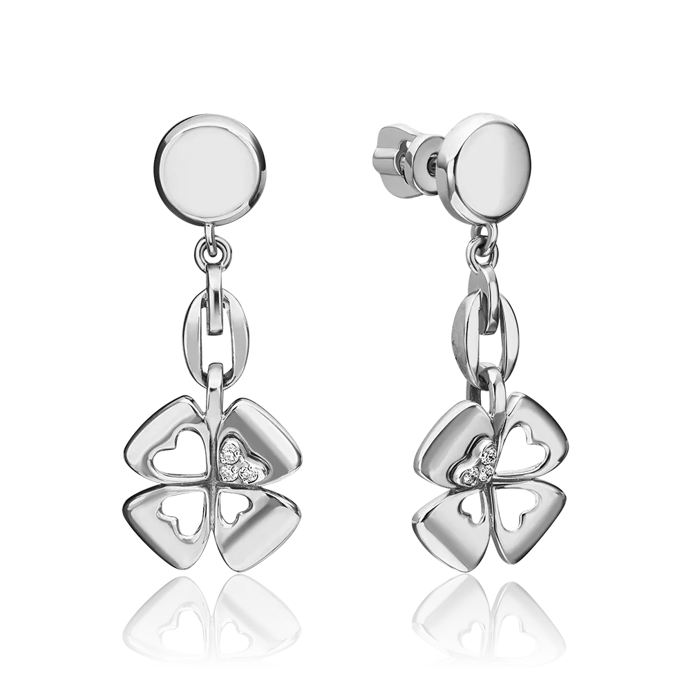 Серьги-пусеты «Клевер. Незабываемые моменты» из белого золота с бриллиантами 02-4820-00-101-1120