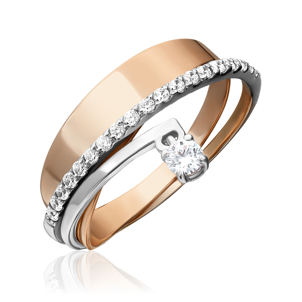 Кольцо из комбинированного золота с фианитами 01-5302-00-401-1111-03