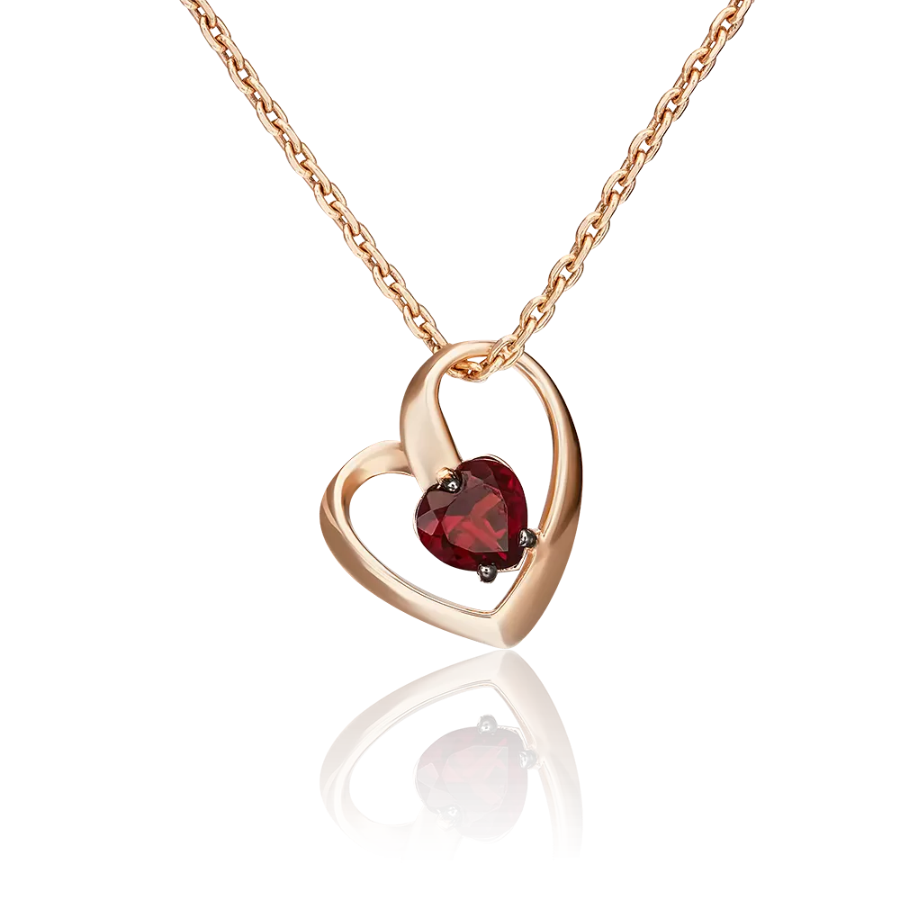 Подвеска «Сердце» из красного золота с гранатом 03-3047-00-204-1110-57