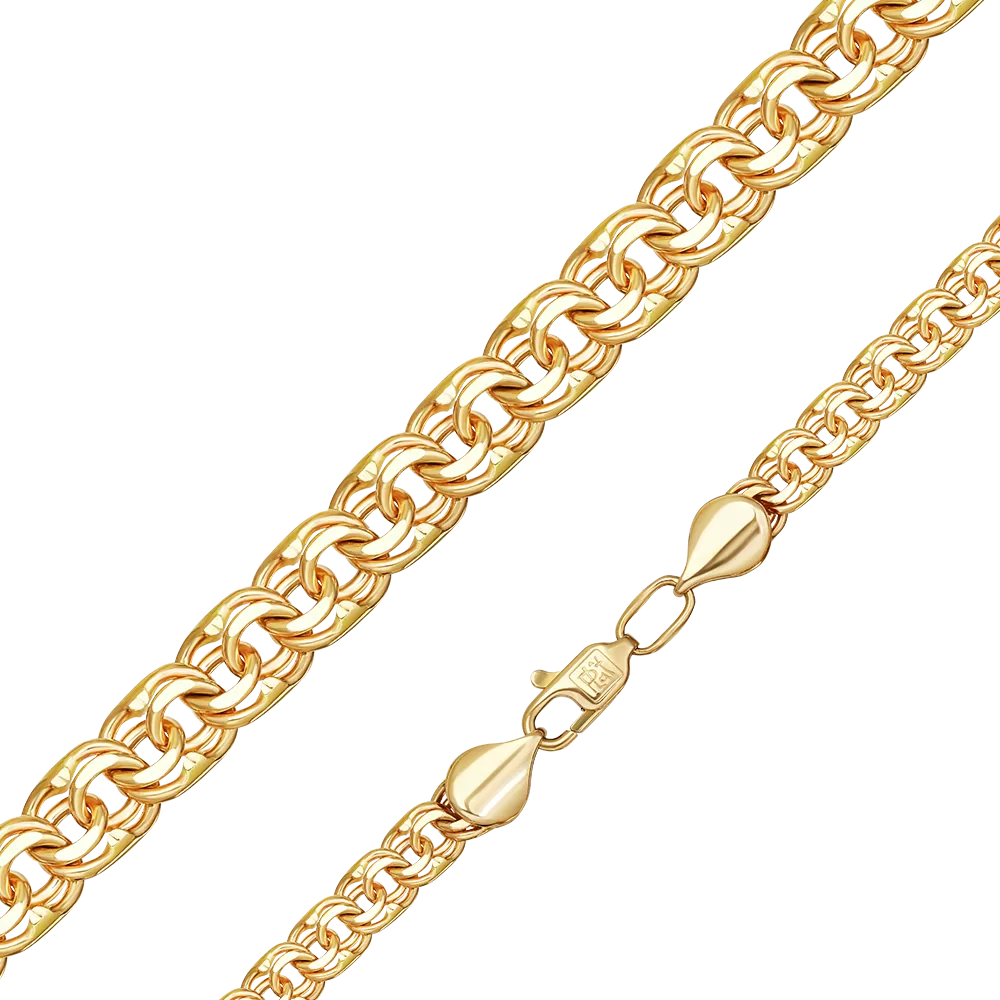 Цепь из лимонного золота с алмазной гранью (плетение «Бисмарк») 21-2720-080-1130-19