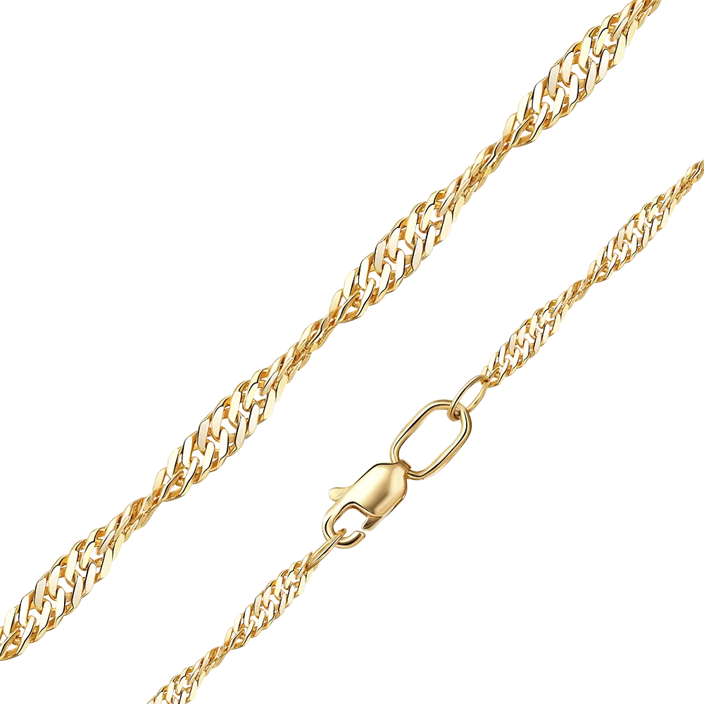 Цепь из лимонного золота с алмазной гранью (плетение «Сингапур») 21-0713-040-1130-17