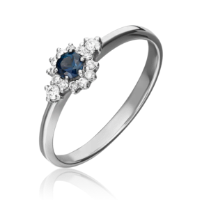 Кольцо из белого золота с сапфиром и бриллиантами 01-1473-00-105-1120-30