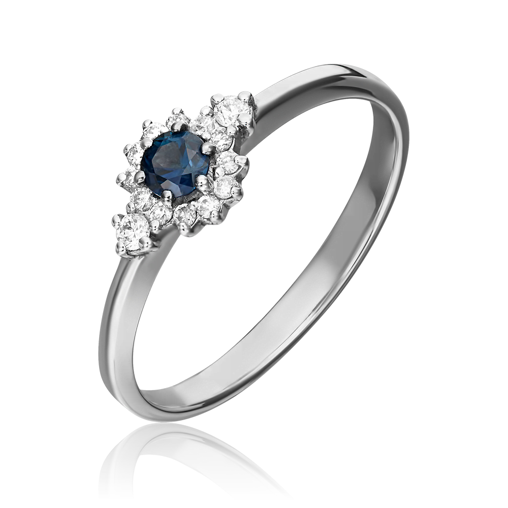 Кольцо из белого золота с сапфиром и бриллиантами 01-1473-00-105-1120-30