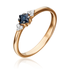Кольцо из красного золота с сапфиром и бриллиантами 01-1474-00-105-1110-30