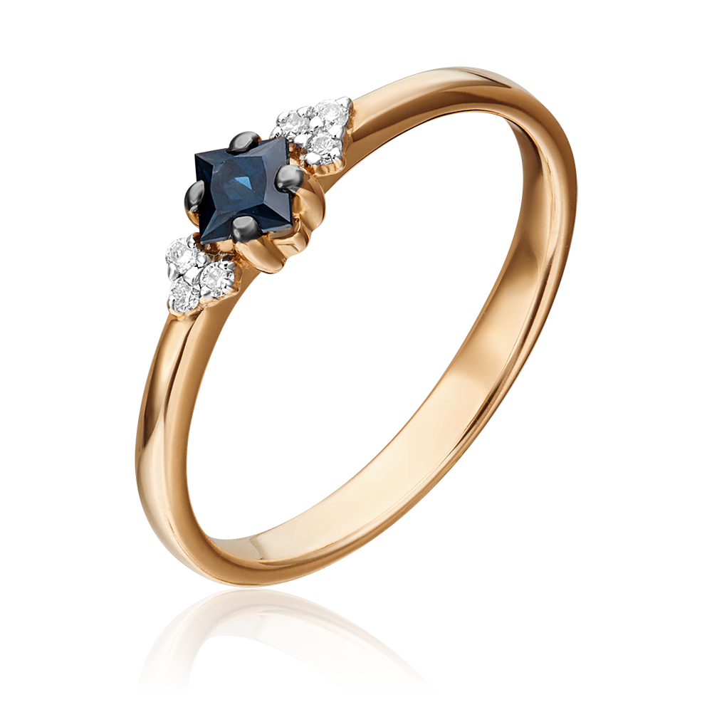 Кольцо из красного золота с сапфиром и бриллиантами 01-1474-00-105-1110-30