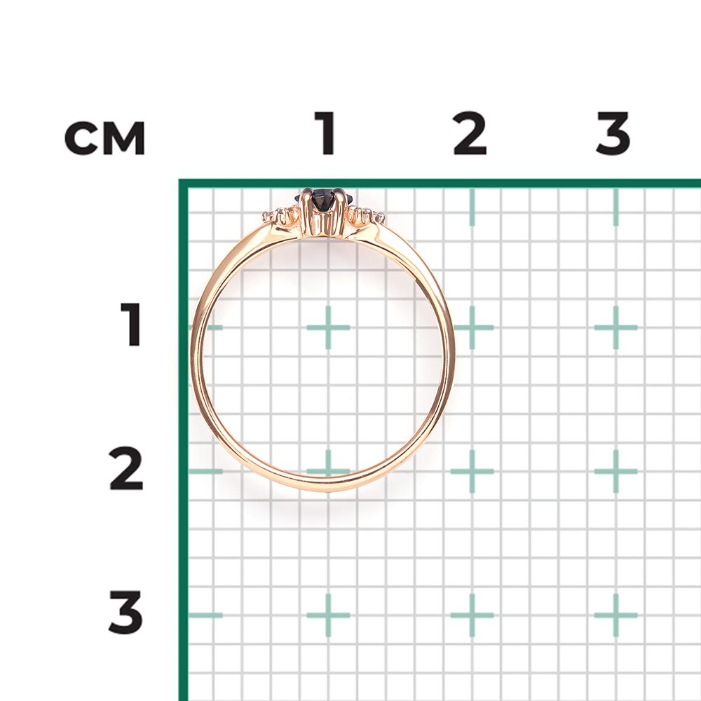 Кольцо из красного золота с сапфиром и бриллиантами 01-1474-00-105-1110-30