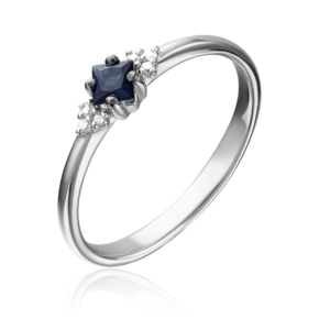 Кольцо из белого золота с сапфиром и бриллиантами 01-1474-00-105-1120-30