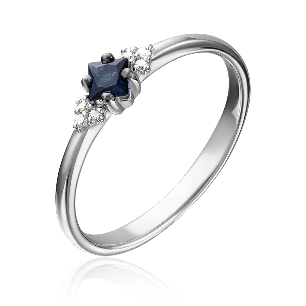 Кольцо из белого золота с сапфиром и бриллиантами 01-1474-00-105-1120-30
