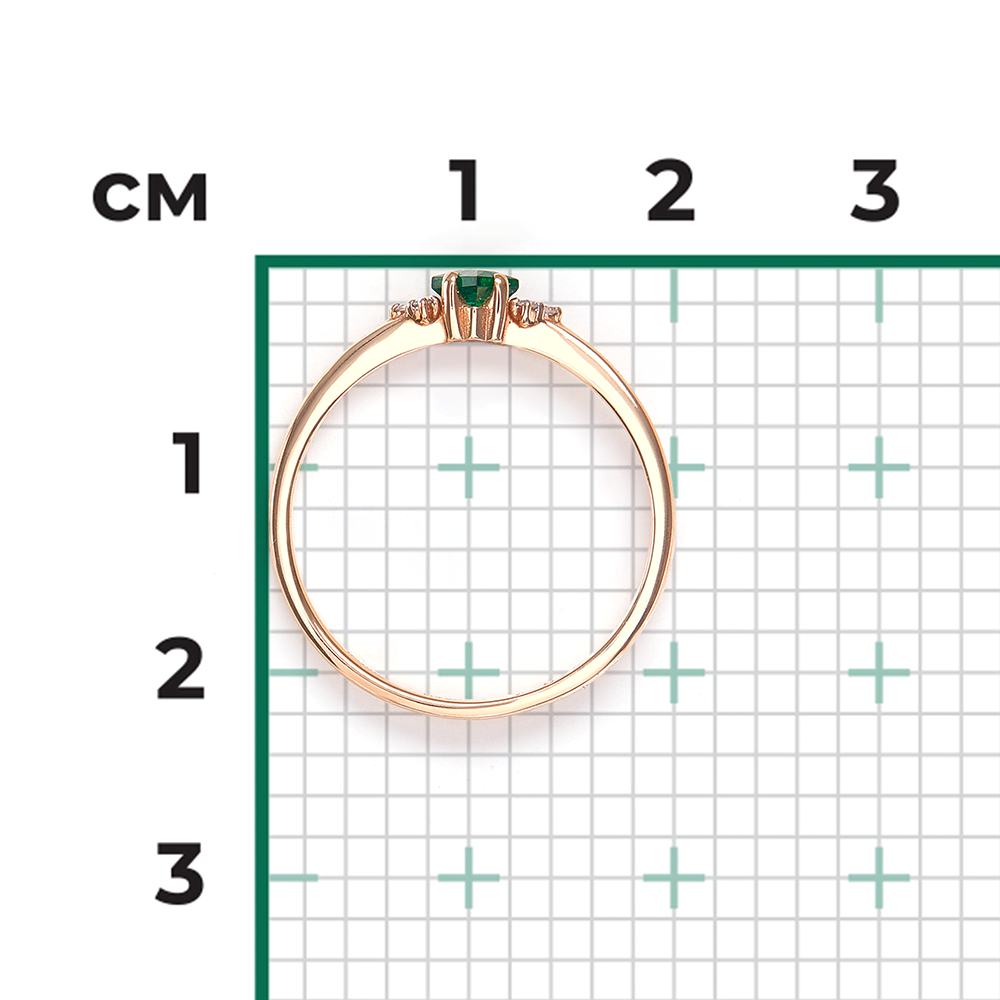 Кольцо из красного золота с изумрудом и бриллиантами 01-1474-00-106-1110-30