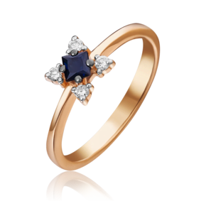 Кольцо из красного золота с сапфиром и бриллиантами 01-1475-00-105-1110-30