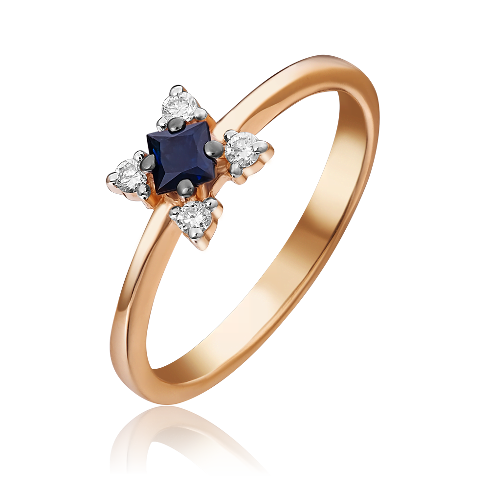 Кольцо из красного золота с сапфиром и бриллиантами 01-1475-00-105-1110-30