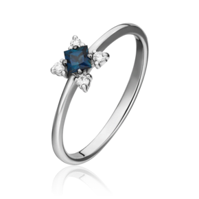 Кольцо из белого золота с сапфиром и бриллиантами 01-1475-00-105-1120-30