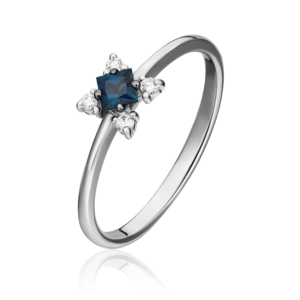 Кольцо из белого золота с сапфиром и бриллиантами 01-1475-00-105-1120-30