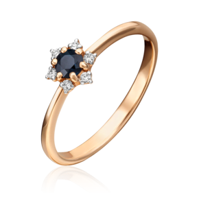 Кольцо из красного золота с сапфиром и бриллиантами 01-1476-00-105-1110-30