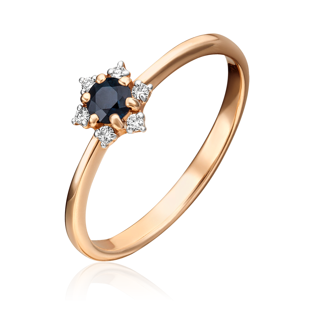 Кольцо из красного золота с сапфиром и бриллиантами 01-1476-00-105-1110-30