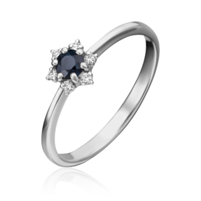 Кольцо из белого золота с сапфиром и бриллиантами 01-1476-00-105-1120-30