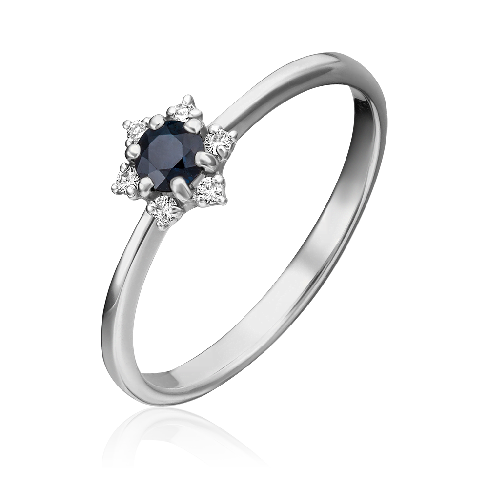 Кольцо из белого золота с сапфиром и бриллиантами 01-1476-00-105-1120-30