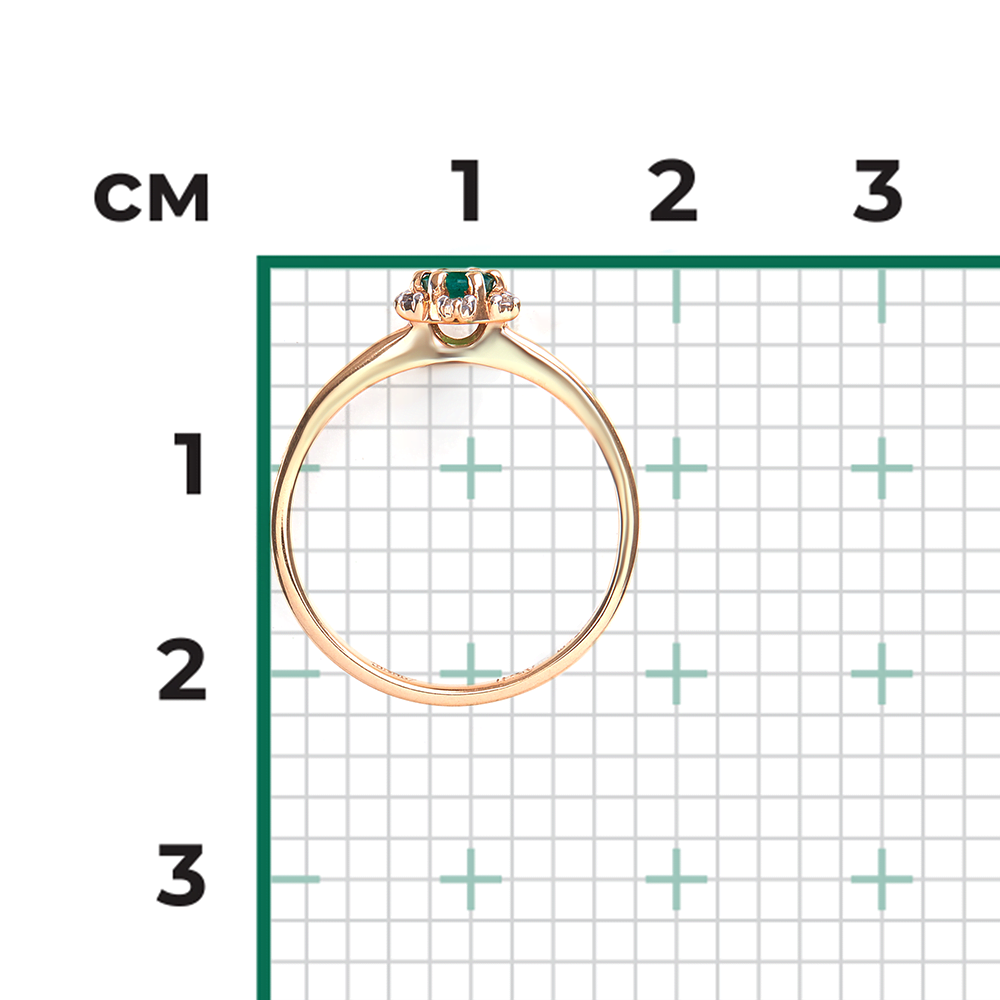 Кольцо из красного золота с изумрудом и бриллиантами 01-1476-00-106-1110-30