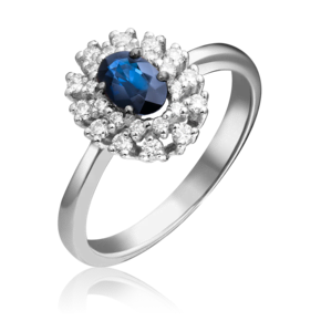 Кольцо из белого золота с сапфиром и бриллиантами 01-1477-00-105-1120-30