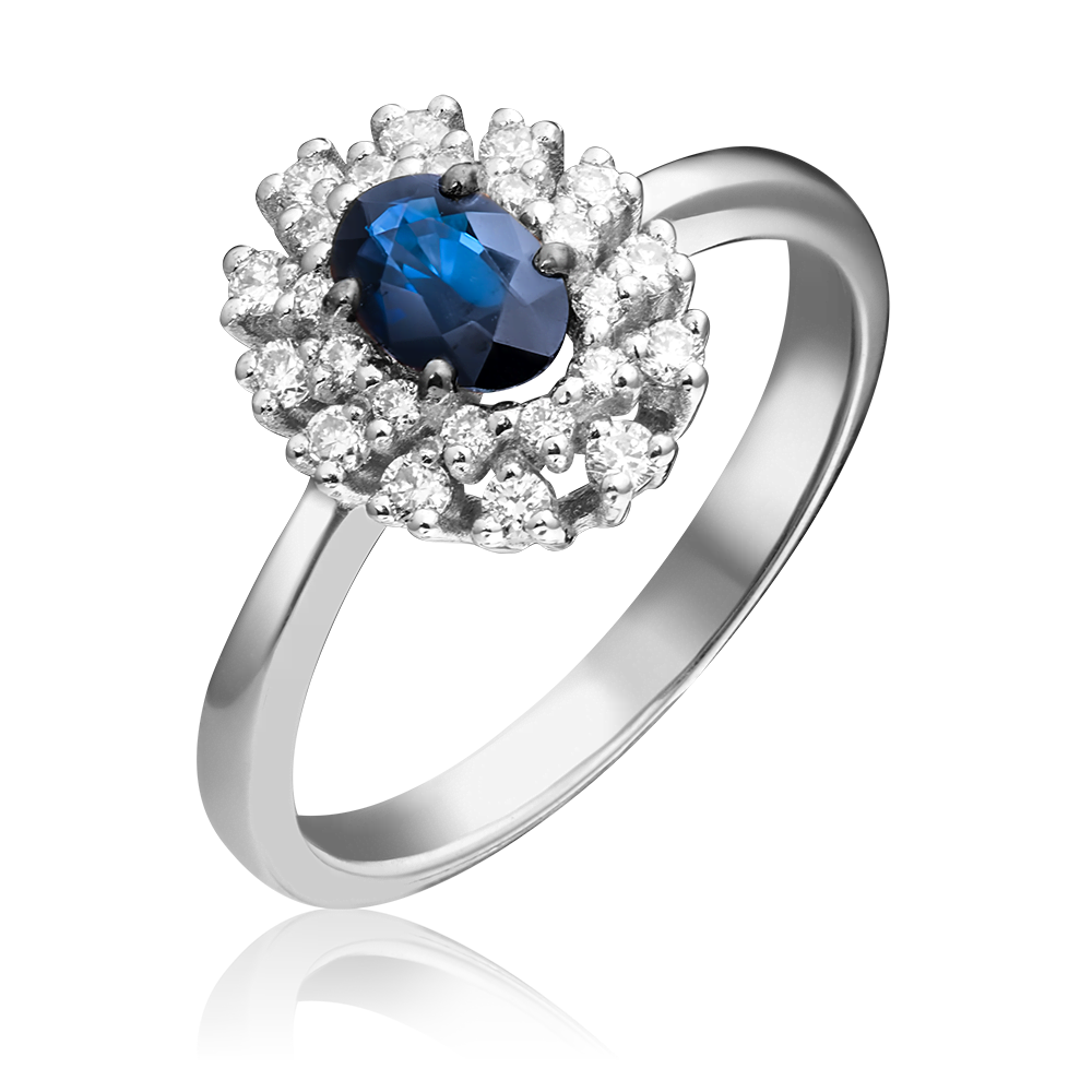 Кольцо из белого золота с сапфиром и бриллиантами 01-1477-00-105-1120-30
