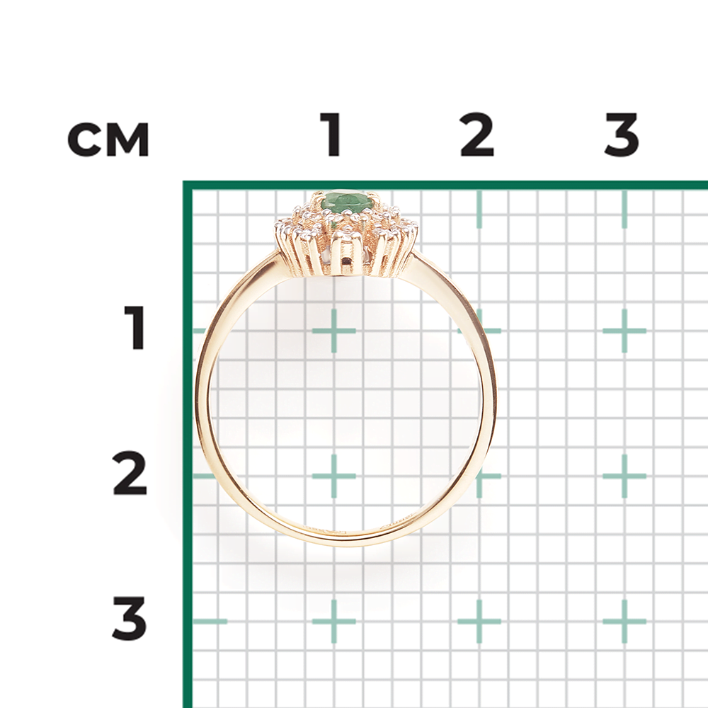 Кольцо из красного золота с изумрудом и бриллиантами 01-1477-00-106-1110-30