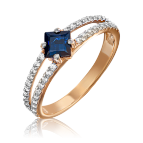 Кольцо из красного золота с сапфиром и бриллиантами 01-1478-00-105-1110-30
